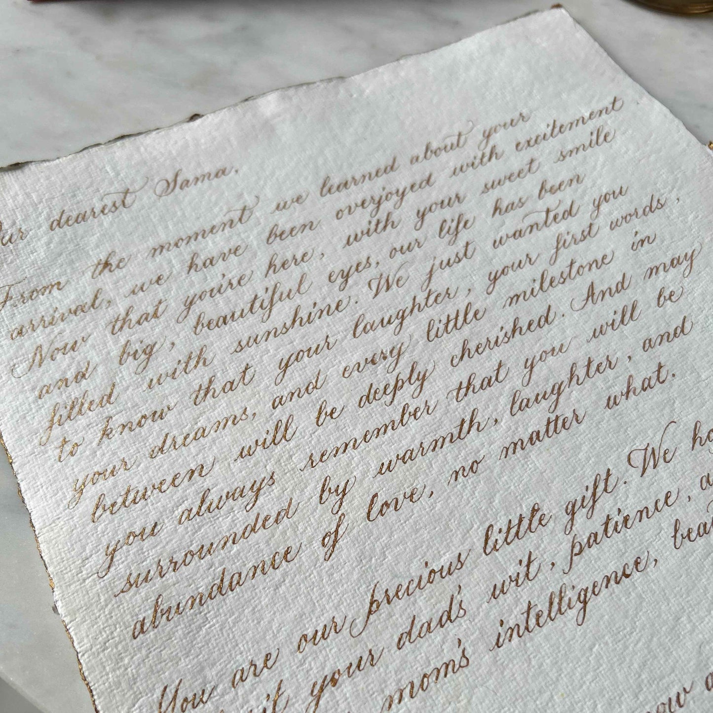 Hand Calligraphed Letter with Scroll Box - Marigold By Sadhika-