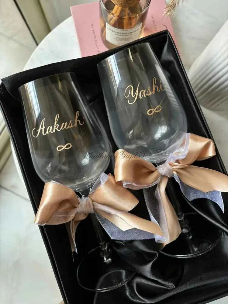 Custom Engraved Wine glasses - Marigold By Sadhika-