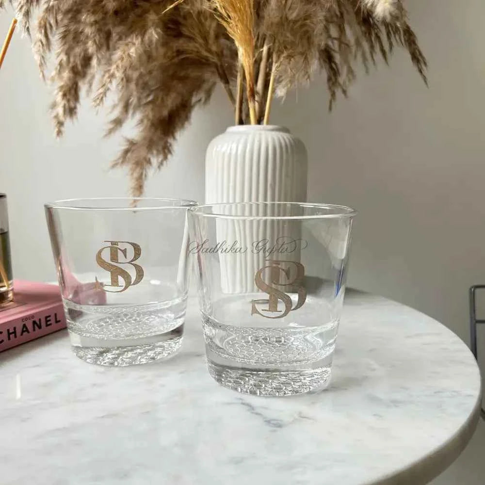 Engraved Whiskey Glasses - Marigold By Sadhika-