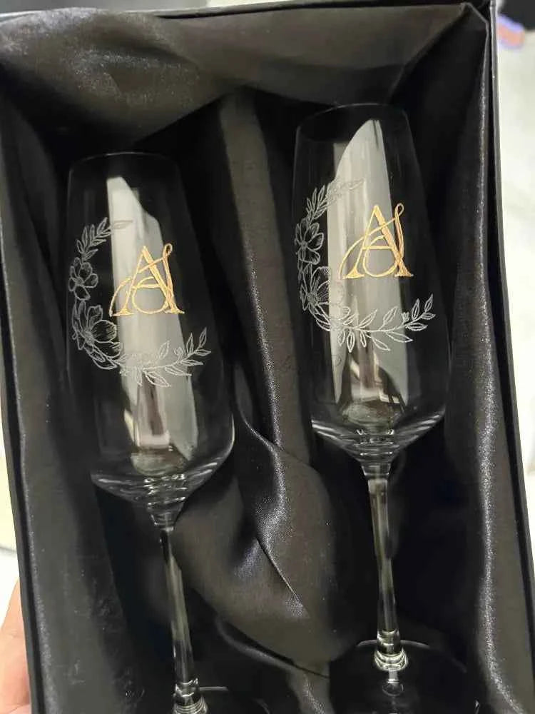 Personalised Champagne Glasses Engraving - Marigold By Sadhika-