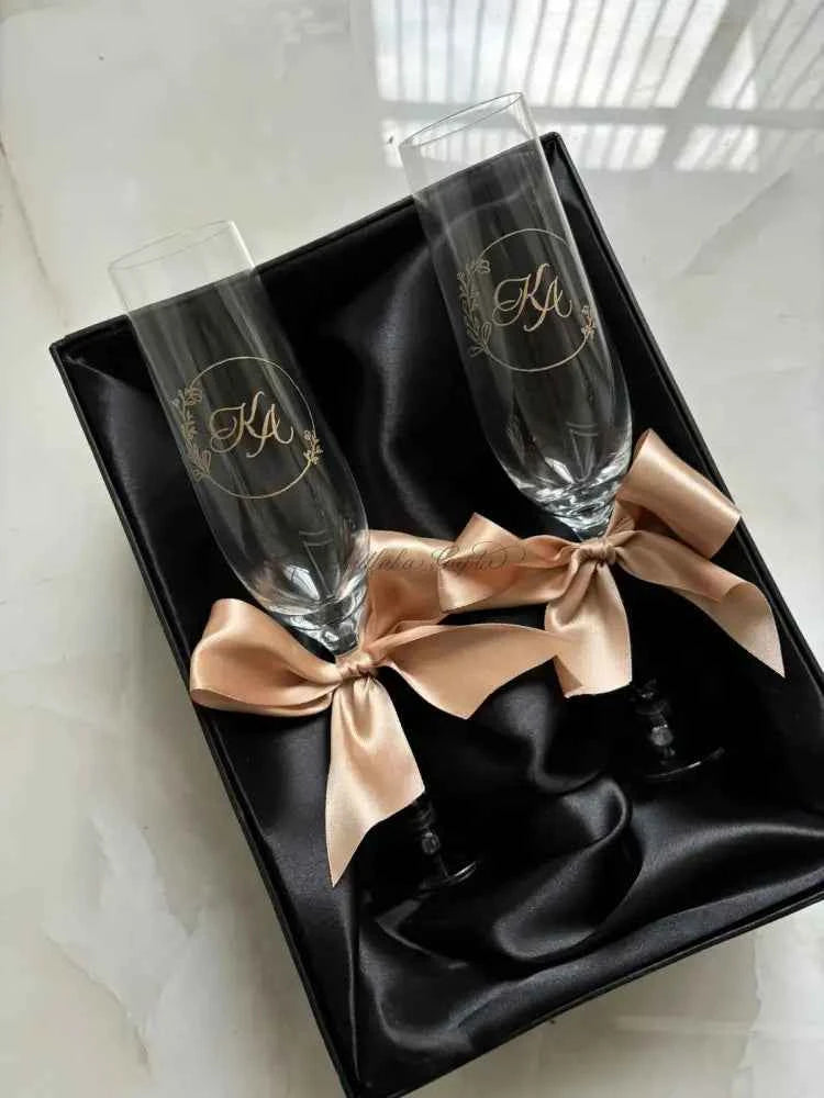 Personalised Champagne Glasses Engraving - Marigold By Sadhika-