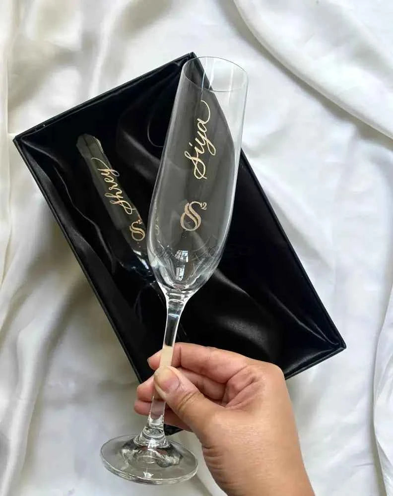 Personalised Champagne Glasses Engraving - Marigold By Sadhika-