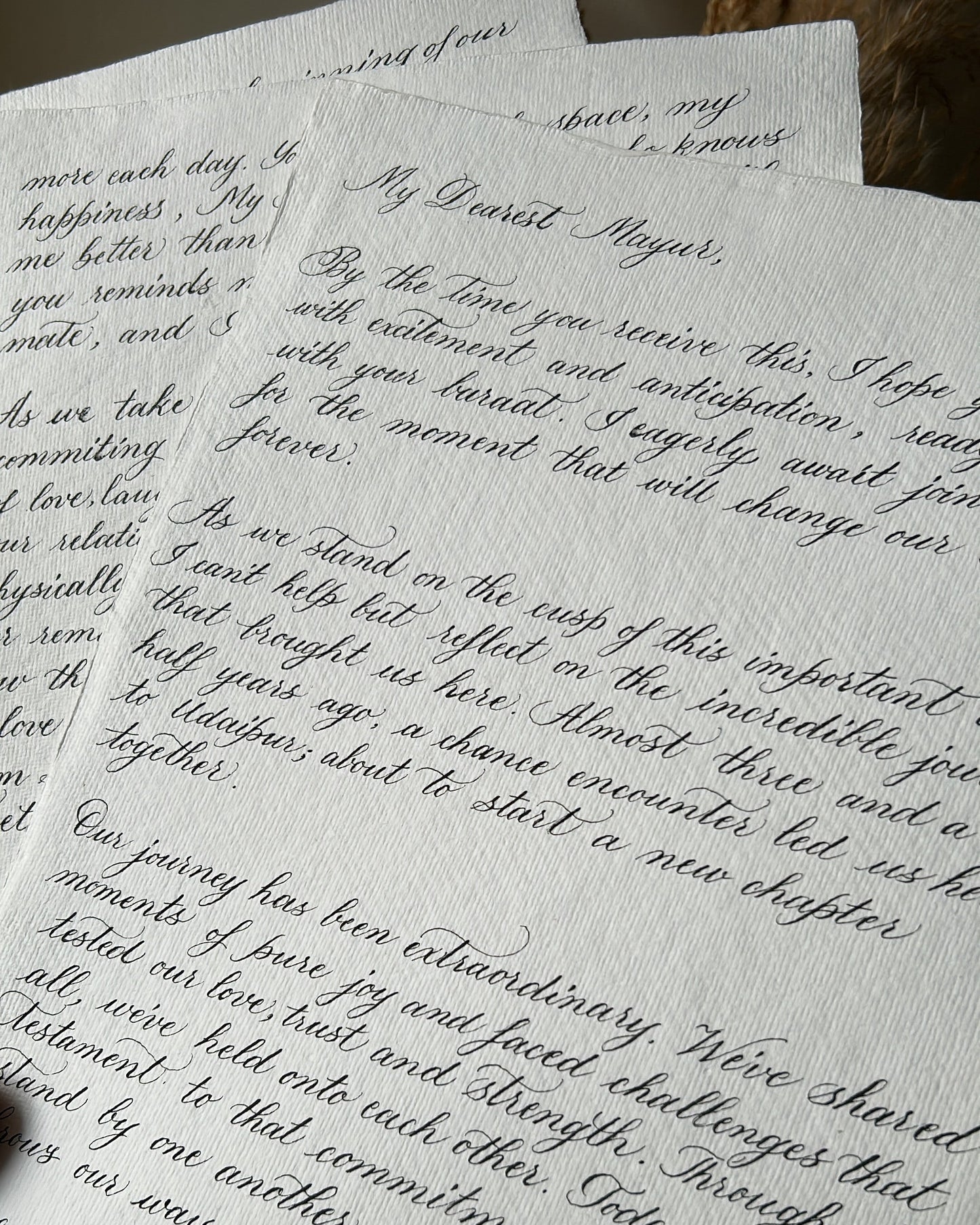 Hand Calligraphed Letter with Scroll Box