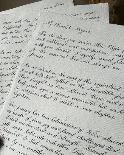 Hand Calligraphed Letter with Scroll Box