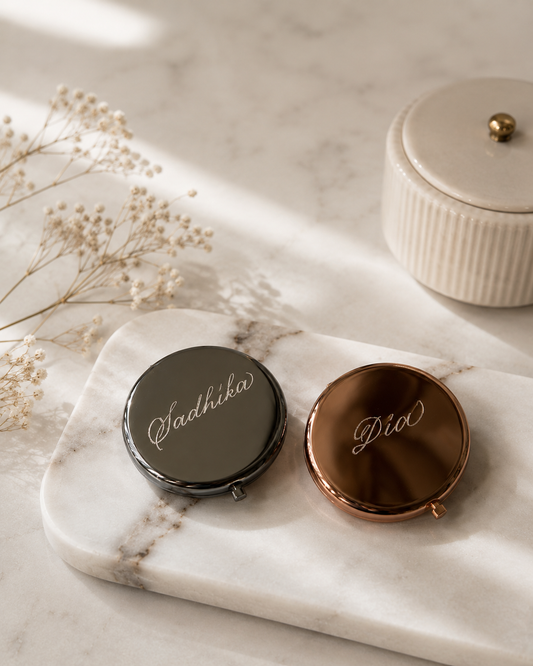 Personalised Pocket Mirror Engraving : Set of 2