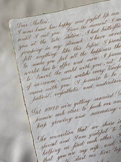 Hand Calligraphed Letter with Scroll Box