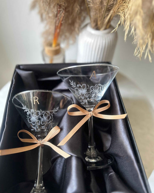 Personalised Martini Glasses - Marigold By Sadhika-