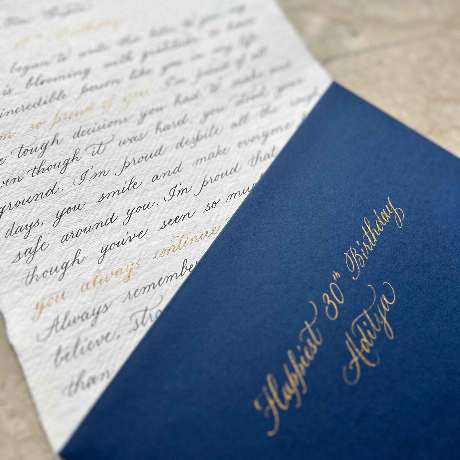 Hand Calligraphed Letter with Envelope - Marigold By Sadhika-