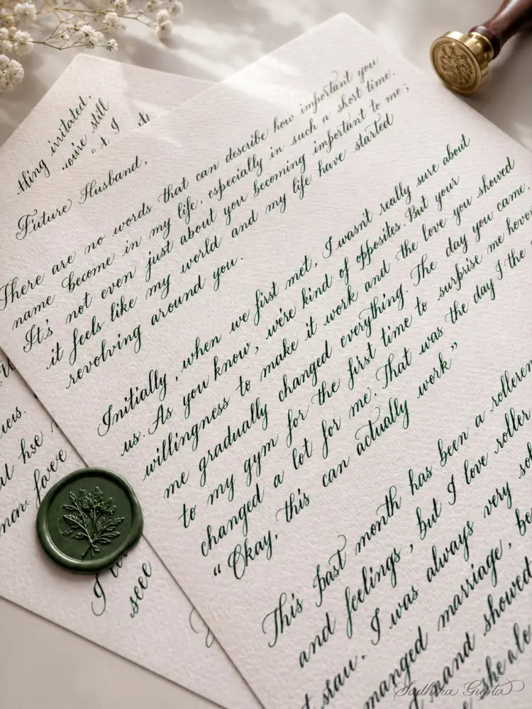 Hand Calligraphed Letter with Envelope