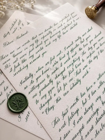 Hand Calligraphed Letter with Scroll Box