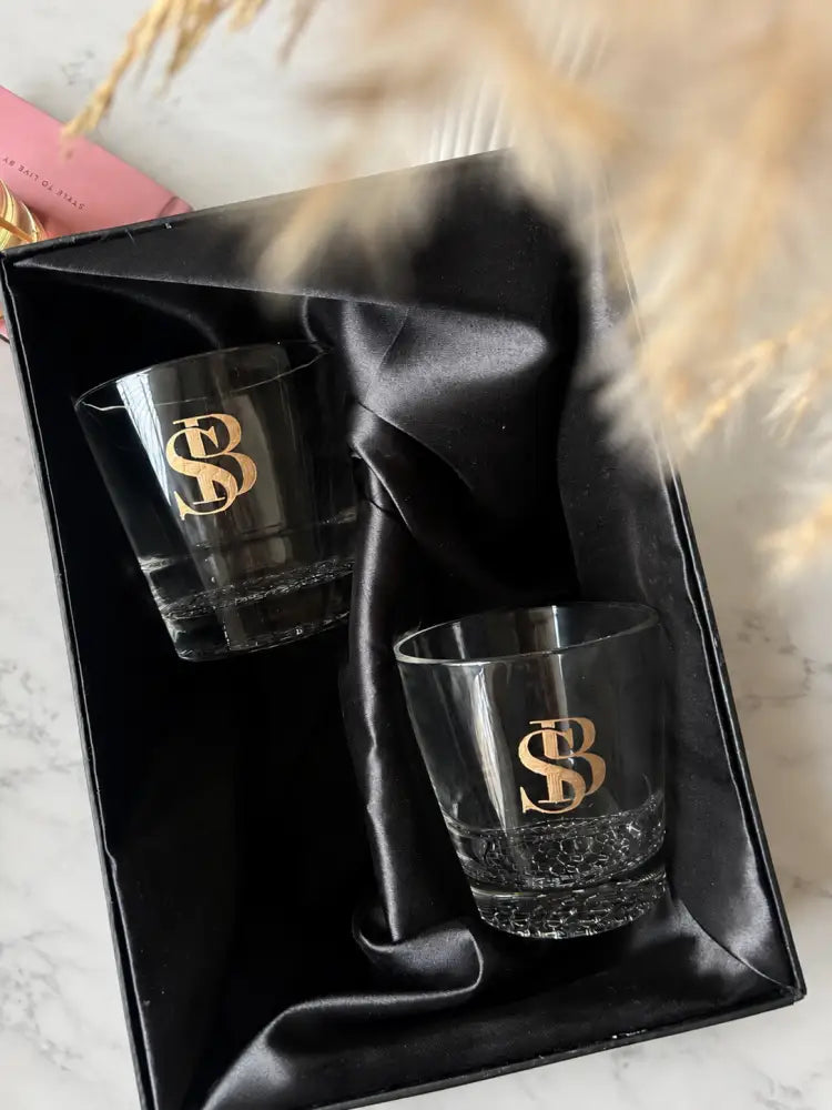 Personalised Engraved Whiskey Glasses - Gold / Set of 2