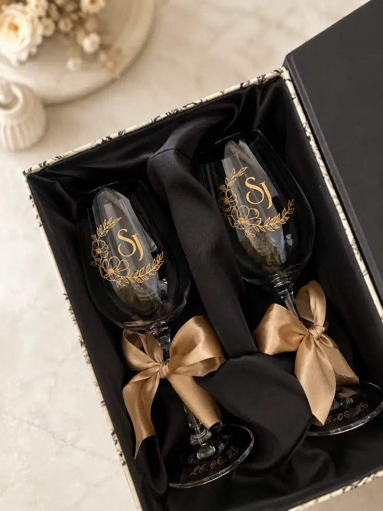 Personalised Engraved Wine Glasses - Marigold By Sadhika