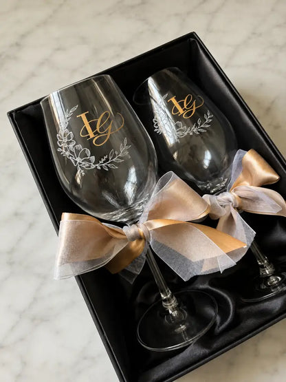 Personalised Engraved Wine Glasses - Marigold By Sadhika