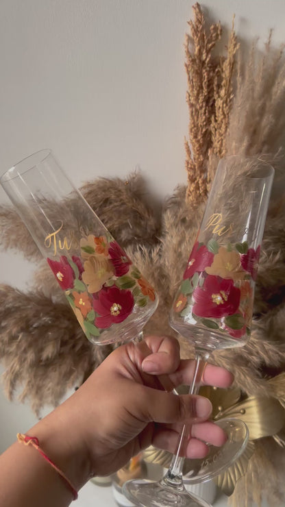 Hand-Painted & Engraved Champagne Flutes